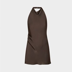 NWT - Aritzia Babaton Audience Satin Mini Dress - Rich Mocha Brown - Size 2